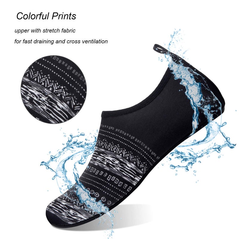 WateLves Water Shoes for Womens Mens Barefoot Quick-Dry Aqua Socks for Beach Swim Surf Yoga Exercise Camping Must Haves (Bohemia Black, 38/39) - Image 2